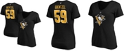 Fanatics Women's Jake Guentzel Black Pittsburgh Penguins Team Authentic Stack Name Number V-Neck T-shirt